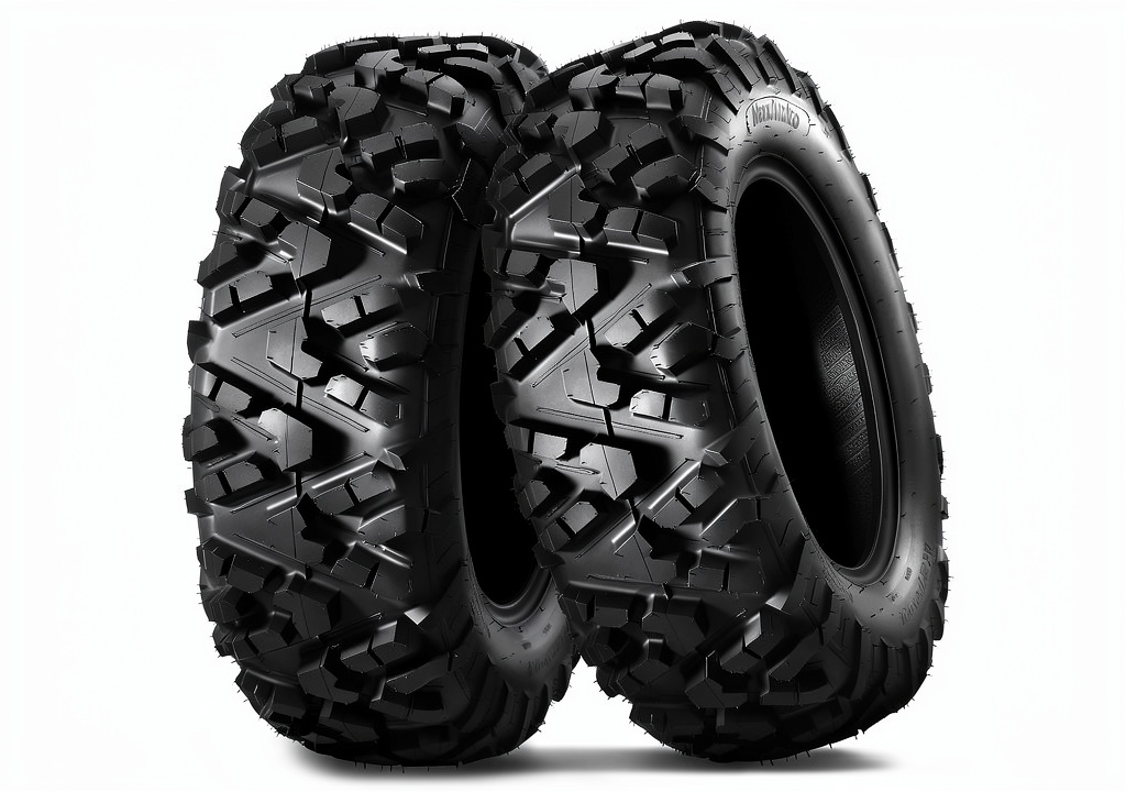 MaxAuto mud tire installed on a UTV front wheel
