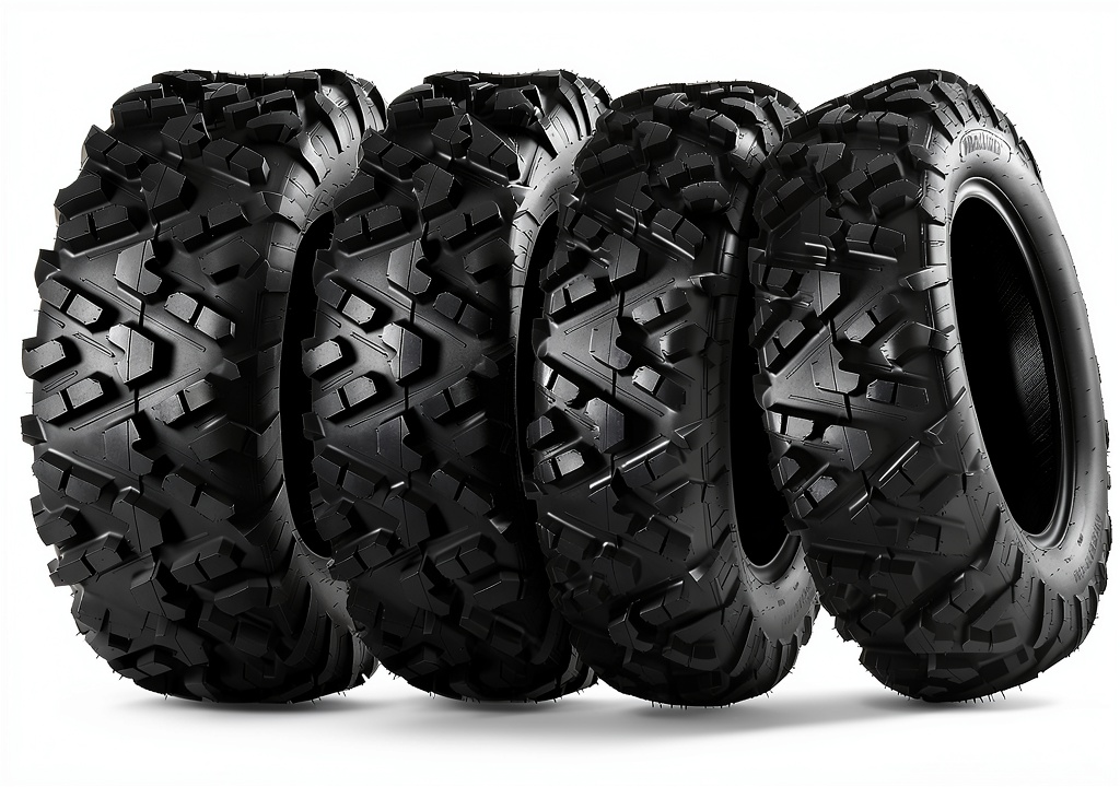 MaxAuto UTV mud tires installed on an off‑road vehicle