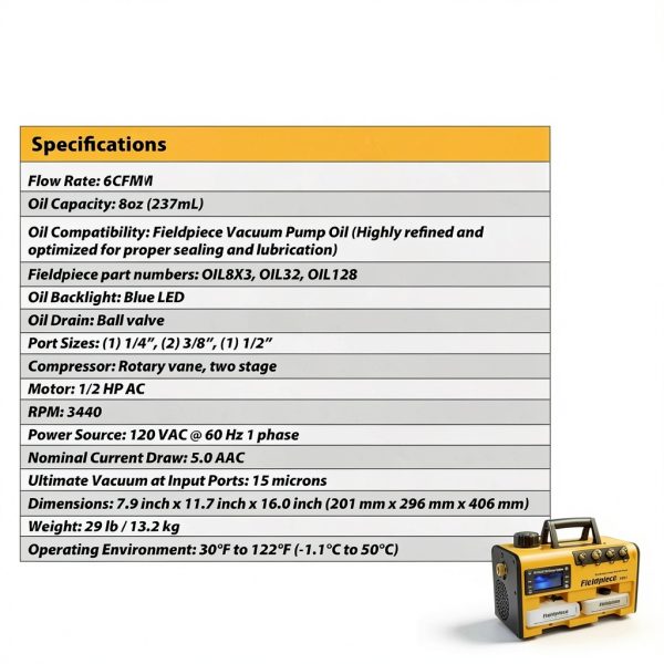 Fieldpiece VP67 Air Conditioning Vacuum Pump-2