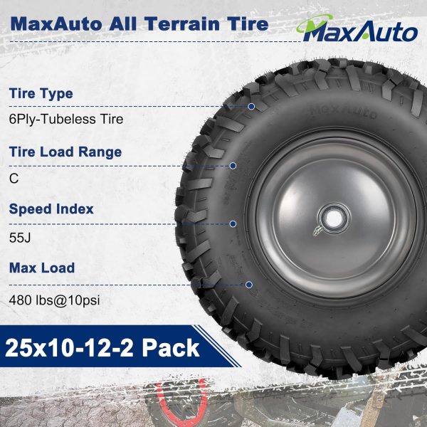 MaxAuto 25x8-12 Front ATV Mud Tires for UTV-4