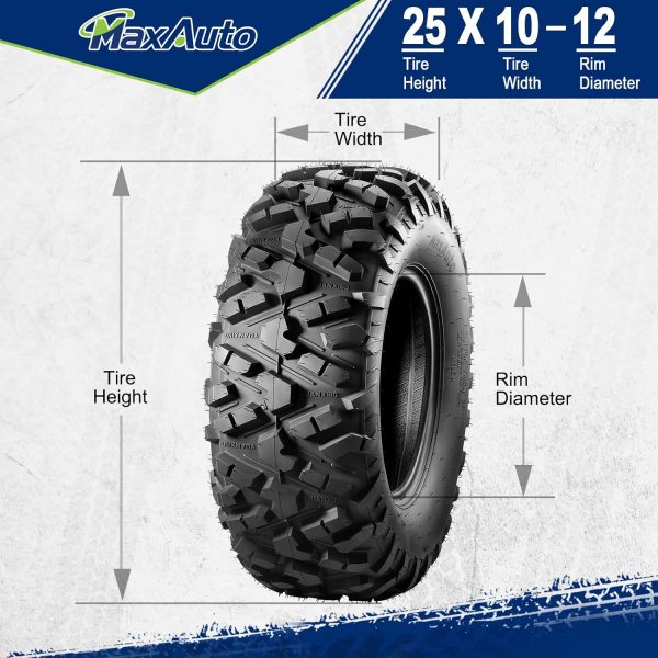 MaxAuto 25x8-12 Front ATV Mud Tires for UTV-3