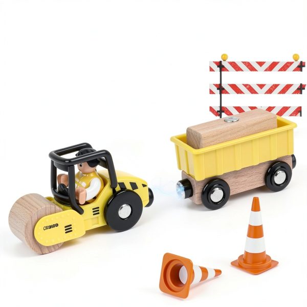 Construction Vehicle Set Atoylink Wooden Magnetic-2