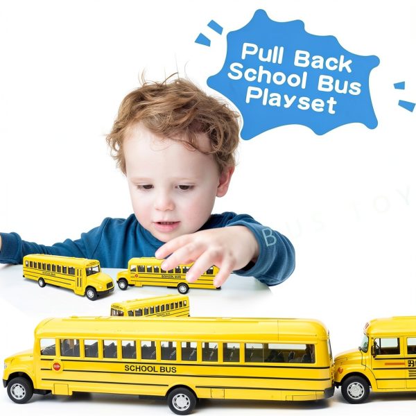 Restroma Mini School Bus Pull Back Toy Yellow 5.5 x 1.4 x 1.5 Inch-4
