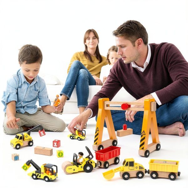 Construction Vehicle Set Atoylink Wooden Magnetic-4