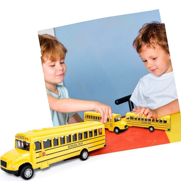 Restroma Mini School Bus Pull Back Toy Yellow 5.5 x 1.4 x 1.5 Inch-2
