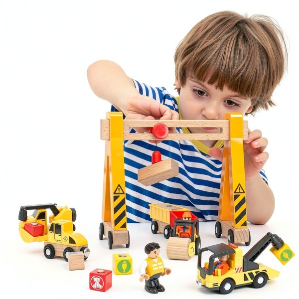 Construction Vehicle Set Atoylink Wooden Magnetic-5