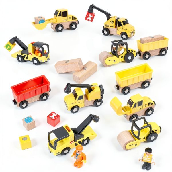 Construction Vehicle Set Atoylink Wooden Magnetic-1