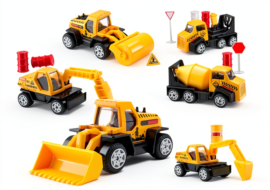 Children playing with TOY Life construction vehicles in a sandbox