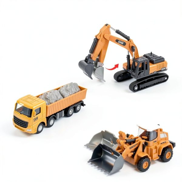 Construction Toy Set Bulldozer Excavator Dump Truck Unimoly 8833-2