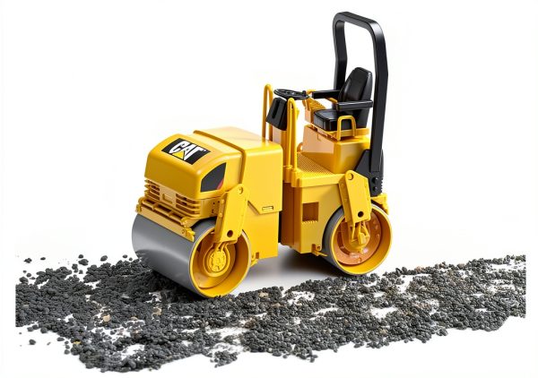 Cat Asphalt Drum Compactor Toy by Bruder with Sharp Bend Steering-2