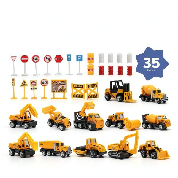 Mini Construction Toy Set LE BAN TOYS 12-Piece Durable Vehicles-1