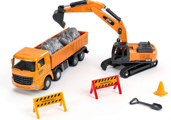 Construction Toy Set Bulldozer Excavator Dump Truck Unimoly 8833-3