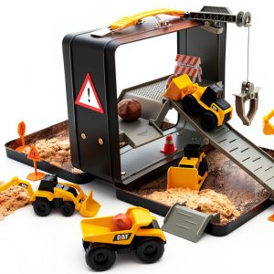 Construction Vehicle Playset by Funrise with Metal Case, 19 Piece-0