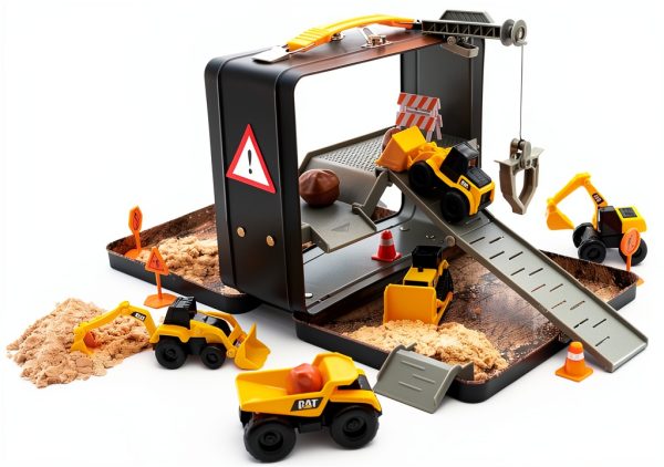 Construction Vehicle Playset by Funrise with Metal Case, 19 Piece-0