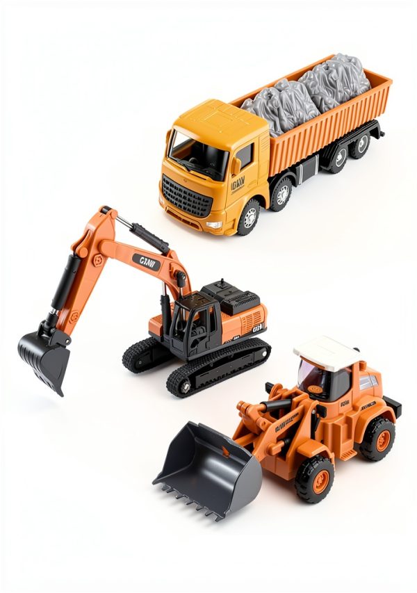 Construction Toy Set Bulldozer Excavator Dump Truck Unimoly 8833-0