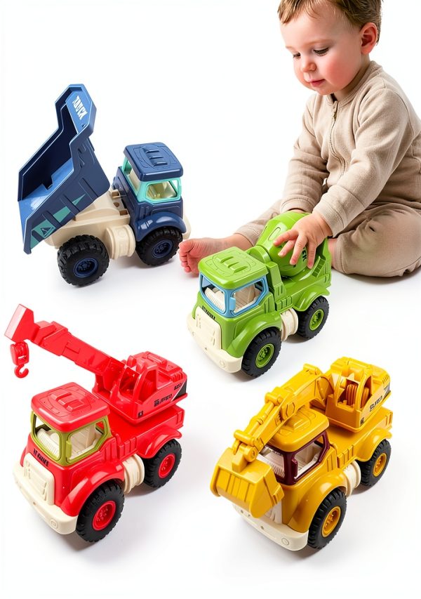 Bigefeixu 988W Construction Toy Set with Excavator, Dump Truck & Crane-7