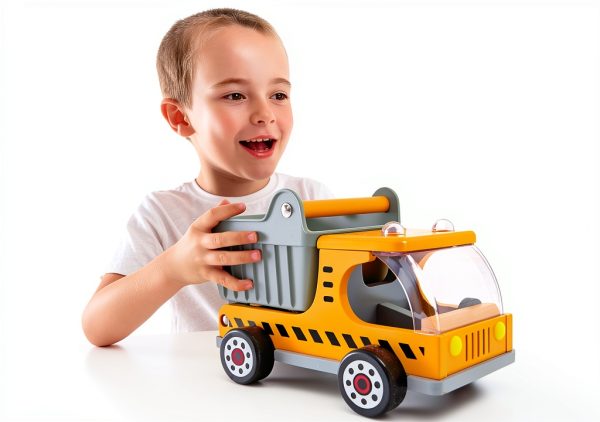 Hape Wooden Dump Truck Toy Construction Vehicle for Kids Age 3+-3