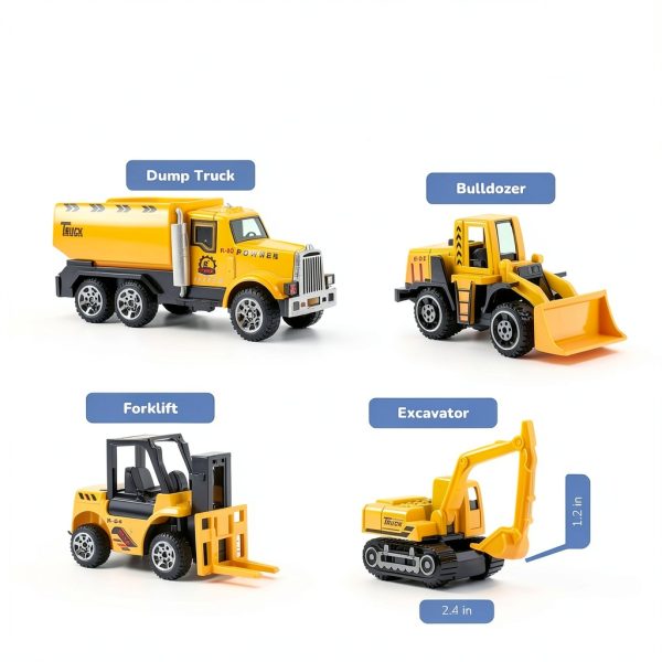 Mini Construction Toy Set LE BAN TOYS 12-Piece Durable Vehicles-3