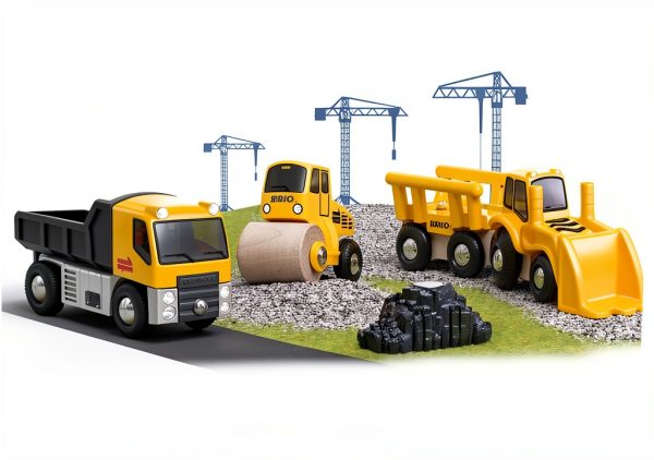 Brio Construction Vehicles Set 63365800 Magnetic Wood Toy for Ages 3+-8