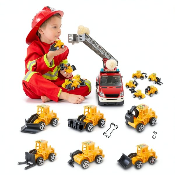 Restroma Mini Construction Vehicle Set 48pcs Kids Toy Trucks-5