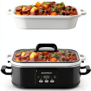 4 Quart Casserole Slow Cooker INDY VAC Ceramic Bakeware Black-0