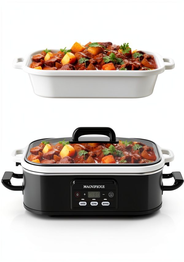 4 Quart Casserole Slow Cooker INDY VAC Ceramic Bakeware Black-0
