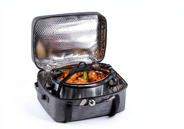 BAGSPRITE Slow Cooker Carrying Bag Double Layer 6-8 Qt Crock Pot Grey-1