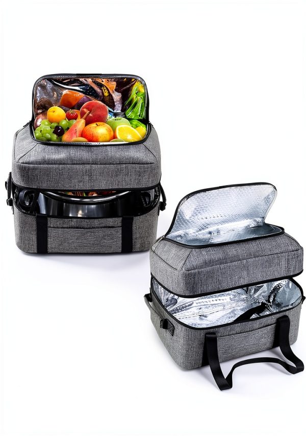 BAGSPRITE Slow Cooker Carrying Bag Double Layer 6-8 Qt Crock Pot Grey-3