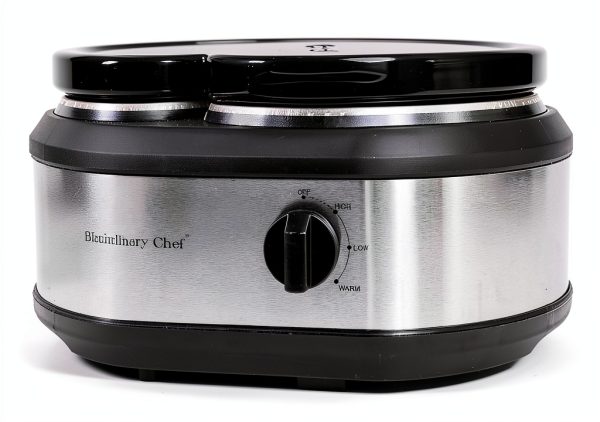 Triple Slow Cooker by CULINARY CHEF 2.5 Qt Stainless Buffet Server-7