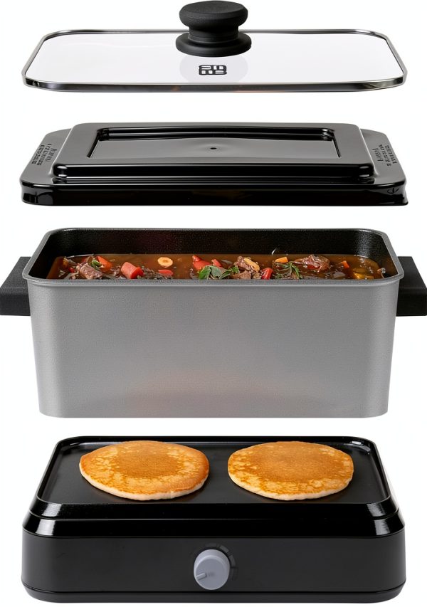 West Bend Versatility Slow Cooker 5-Quart Silver Non‑Stick Travel Set-8