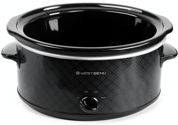 West Bend 6 Quart Slow Cooker Black Ceramic Crockpot with Keep Warm-6