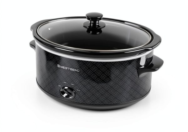 West Bend 6 Quart Slow Cooker Black Ceramic Crockpot with Keep Warm-5