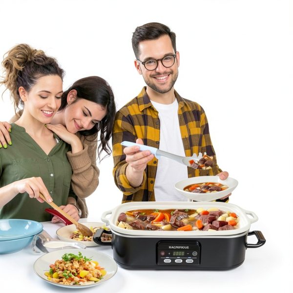 4 Quart Casserole Slow Cooker INDY VAC Ceramic Bakeware Black-8