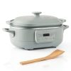 MAGNIFIQUE 4 Quart Slow Cooker Olive 8-in-1 Cooker with Stoneware-0