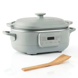 MAGNIFIQUE 4 Quart Slow Cooker Olive 8-in-1 Cooker with Stoneware-0