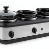 Triple Slow Cooker by CULINARY CHEF 2.5 Qt Stainless Buffet Server-0