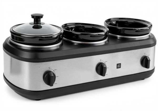 Triple Slow Cooker by CULINARY CHEF 2.5 Qt Stainless Buffet Server-0