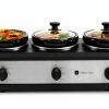 Triple Slow Cooker by CULINARY CHEF 2.5 Qt Stainless Buffet Server-3