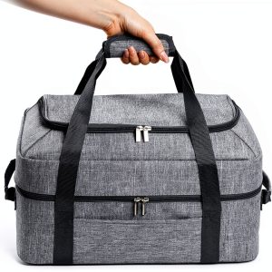 BAGSPRITE Slow Cooker Carrying Bag Double Layer 6-8 Qt Crock Pot Grey-0