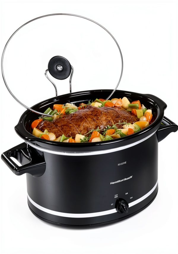 Hamilton Beach 8-Quart Slow Cooker with Stoneware Crock, Black-0
