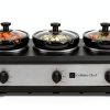 Triple Slow Cooker by CULINARY CHEF 2.5 Qt Stainless Buffet Server-1