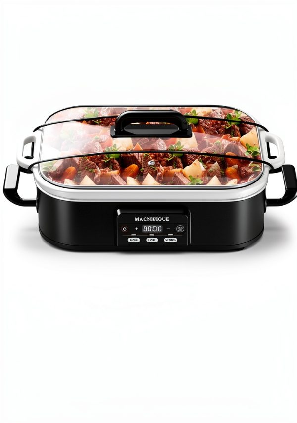 4 Quart Casserole Slow Cooker INDY VAC Ceramic Bakeware Black-1