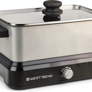 West Bend Versatility Slow Cooker 5-Quart Silver Non‑Stick Travel Set-0