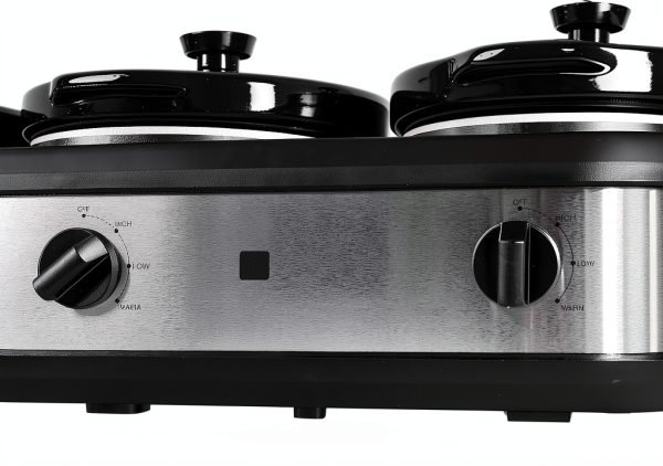 Triple Slow Cooker by CULINARY CHEF 2.5 Qt Stainless Buffet Server-6