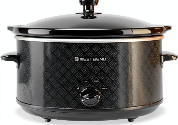 West Bend 6 Quart Slow Cooker Black Ceramic Crockpot with Keep Warm-3