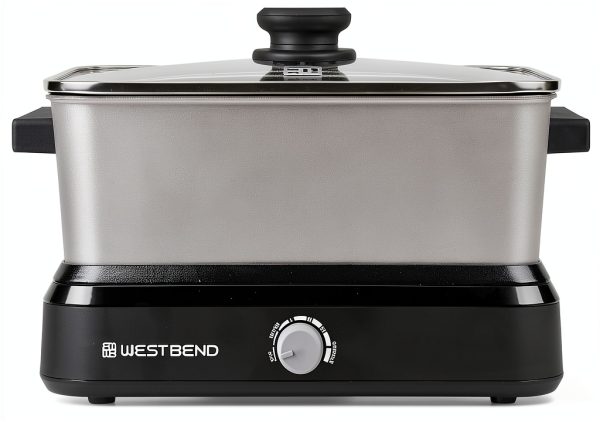 West Bend Versatility Slow Cooker 5-Quart Silver Non‑Stick Travel Set-9