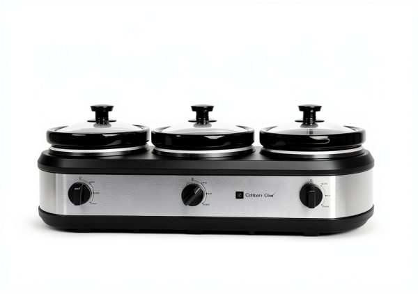Triple Slow Cooker by CULINARY CHEF 2.5 Qt Stainless Buffet Server-4