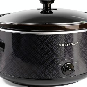 West Bend 6 Quart Slow Cooker Black Ceramic Crockpot with Keep Warm-0