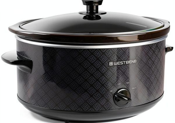 West Bend 6 Quart Slow Cooker Black Ceramic Crockpot with Keep Warm-0