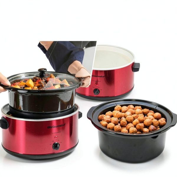 Elite Gourmet MST-900RXT Slow Cooker 8.5Qt Metallic Red XL Jumbo-3